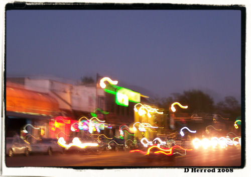 lights University Avenue at night.