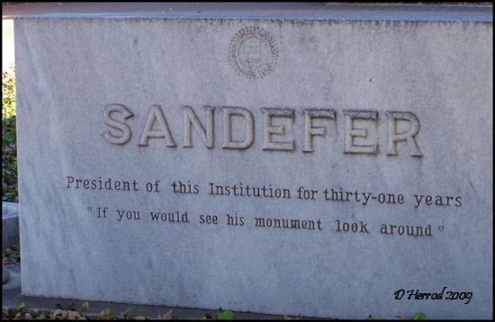 Memorial for J.D. "Prexie" Sandefer.