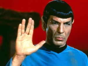Mr. Spock, part human and part Vulcan from Star Trek