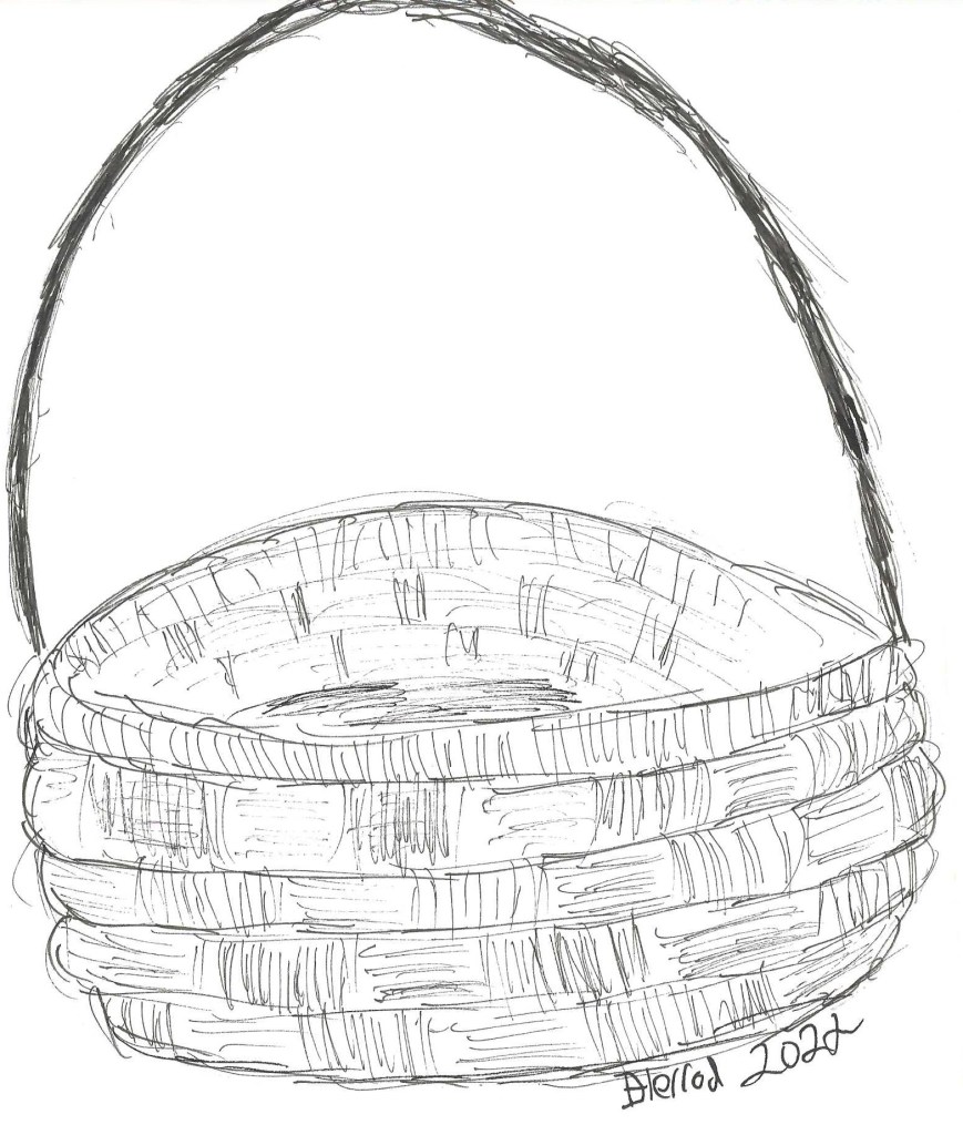 Ink drawing of a basket