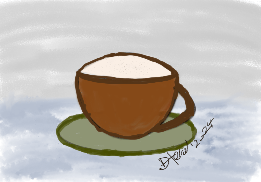 Drawing of a cappuccino.